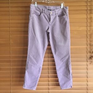 J Crew Lilac Cropped Cords with Zipper Ankles NWOT
